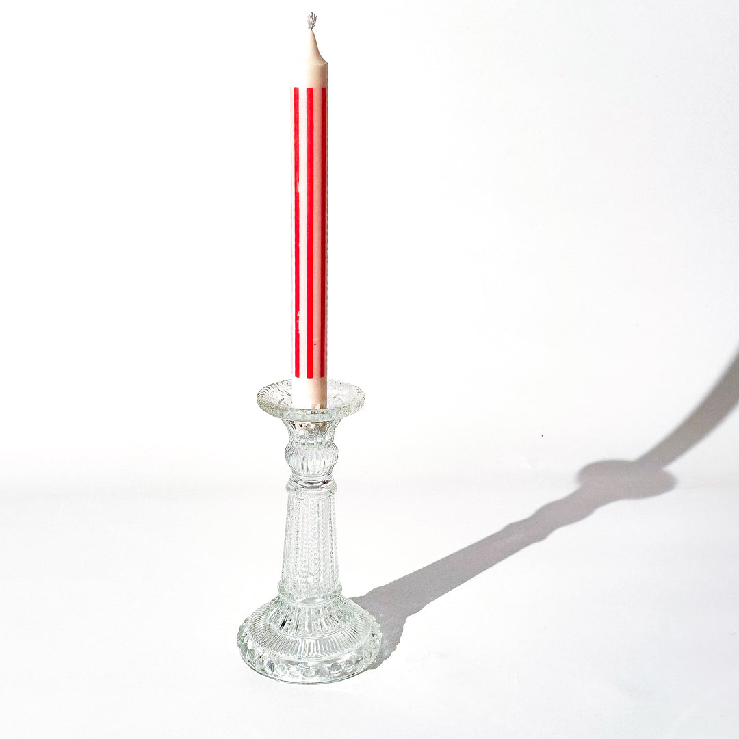 Pressed glass candle holder