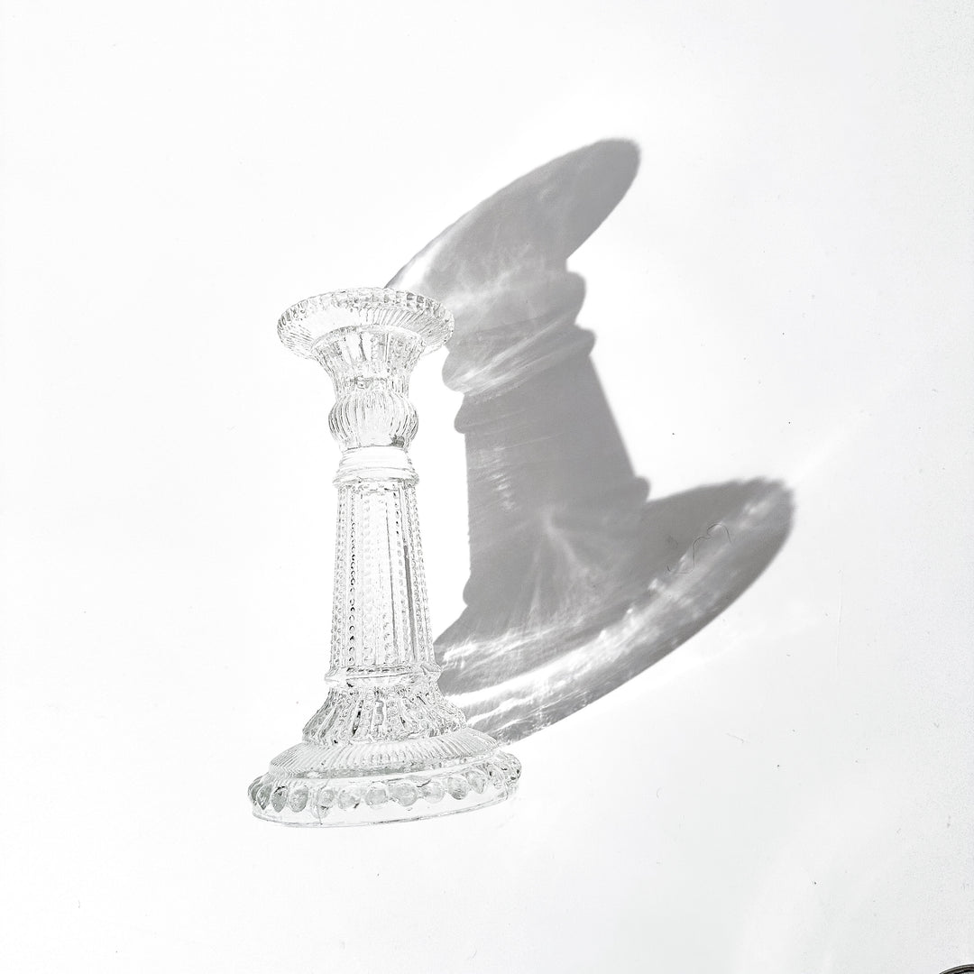 Pressed glass candle holder
